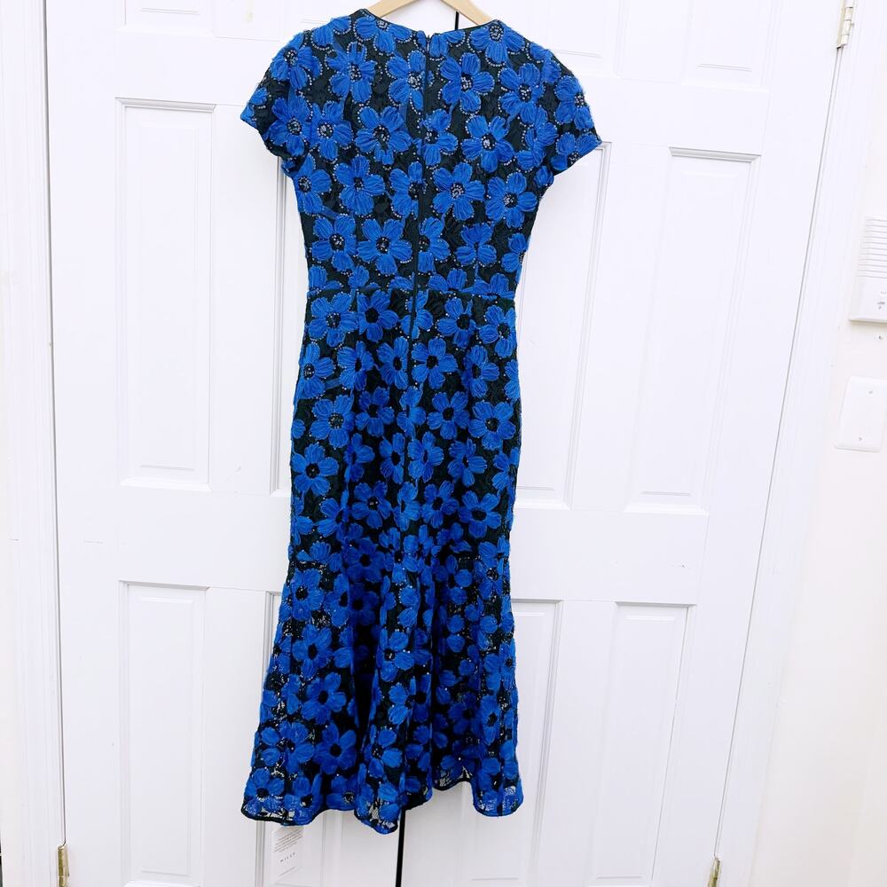 Milly Tahlia Tulle Embroidery Dress in Cobalt/Black - Picture 9 of 11